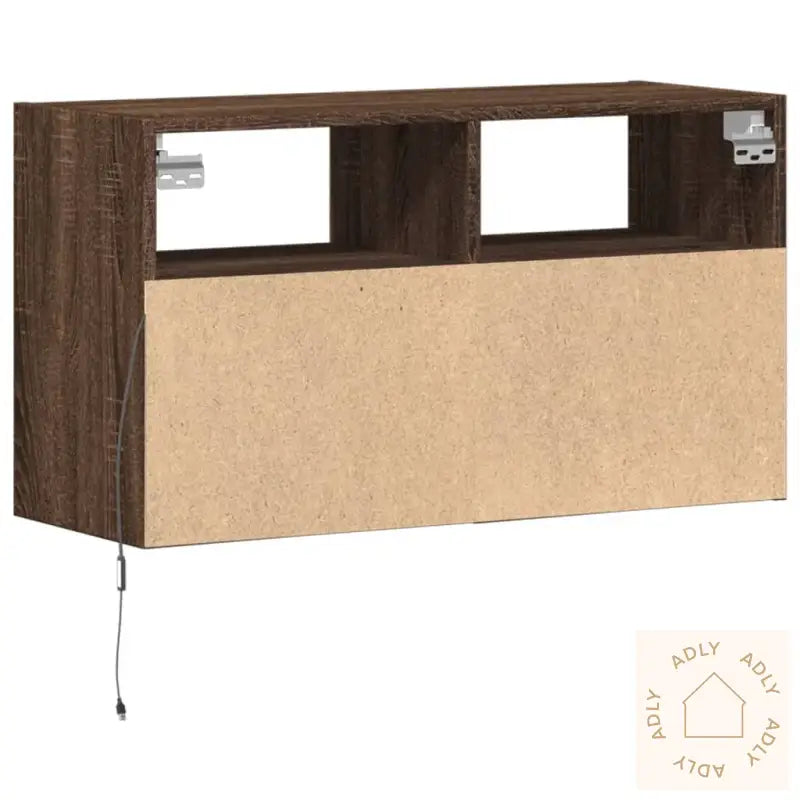 Vegghengt Tv-Benk Med Led Brun Eik 80X31X45 Cm