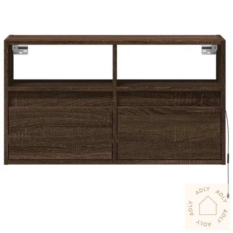 Vegghengt Tv-Benk Med Led Brun Eik 80X31X45 Cm