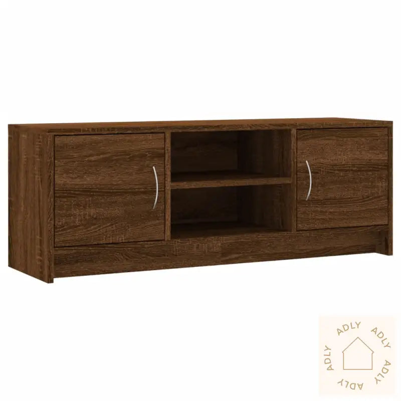 Tv-Benk Brun Eik 102X30X37,5 Cm Konstruert Tre