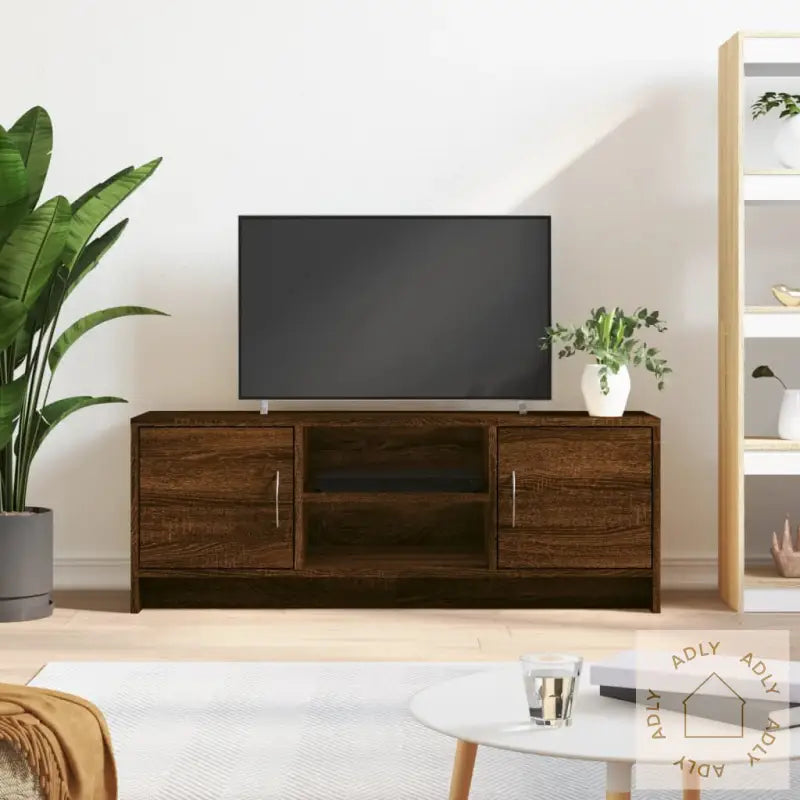 Tv-Benk Brun Eik 102X30X37,5 Cm Konstruert Tre