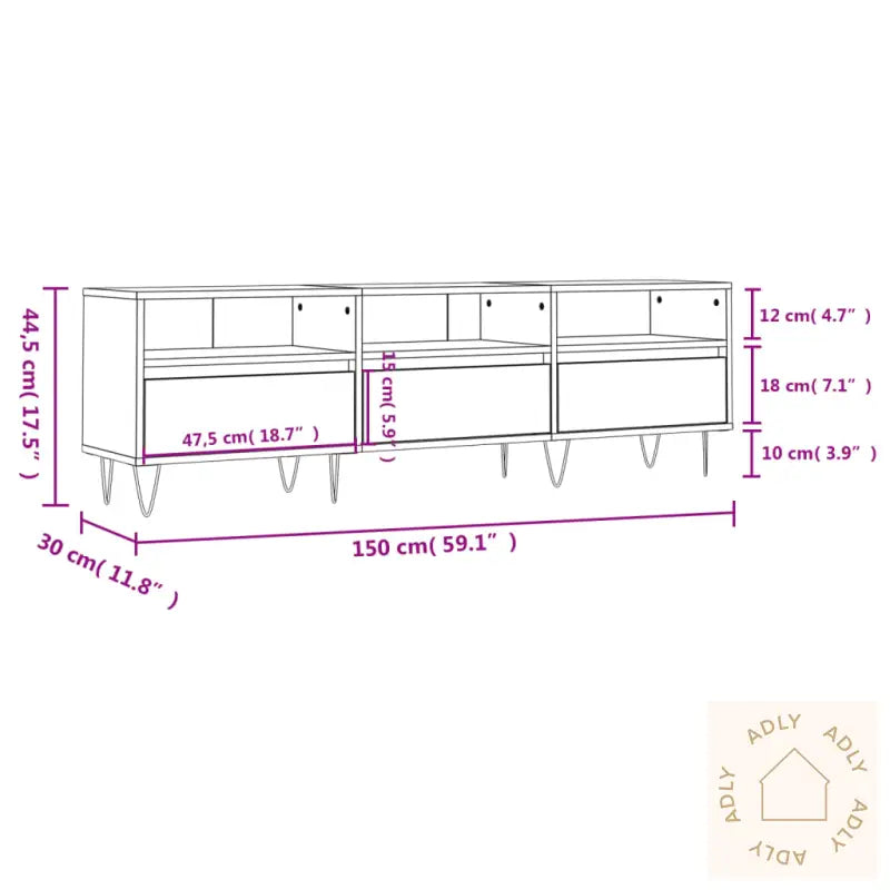 Tv-Benk Brun Eik 150X30X44,5 Cm Konstruert Tre