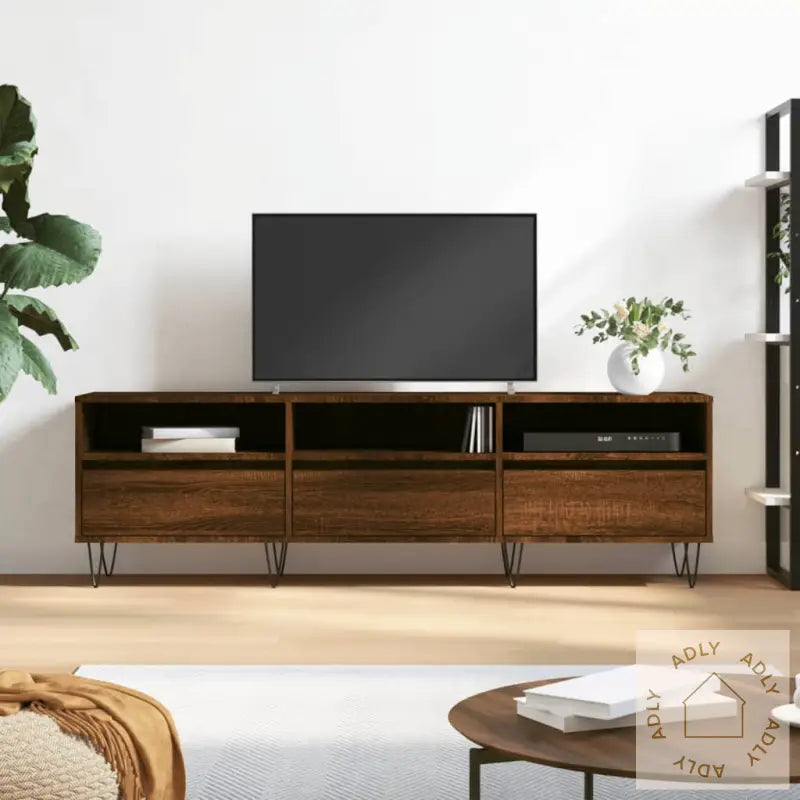 Tv-Benk Brun Eik 150X30X44,5 Cm Konstruert Tre