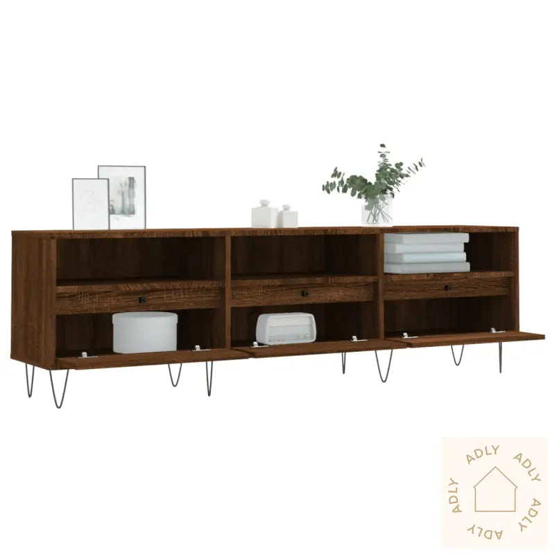Tv-Benk Brun Eik 150X30X44,5 Cm Konstruert Tre