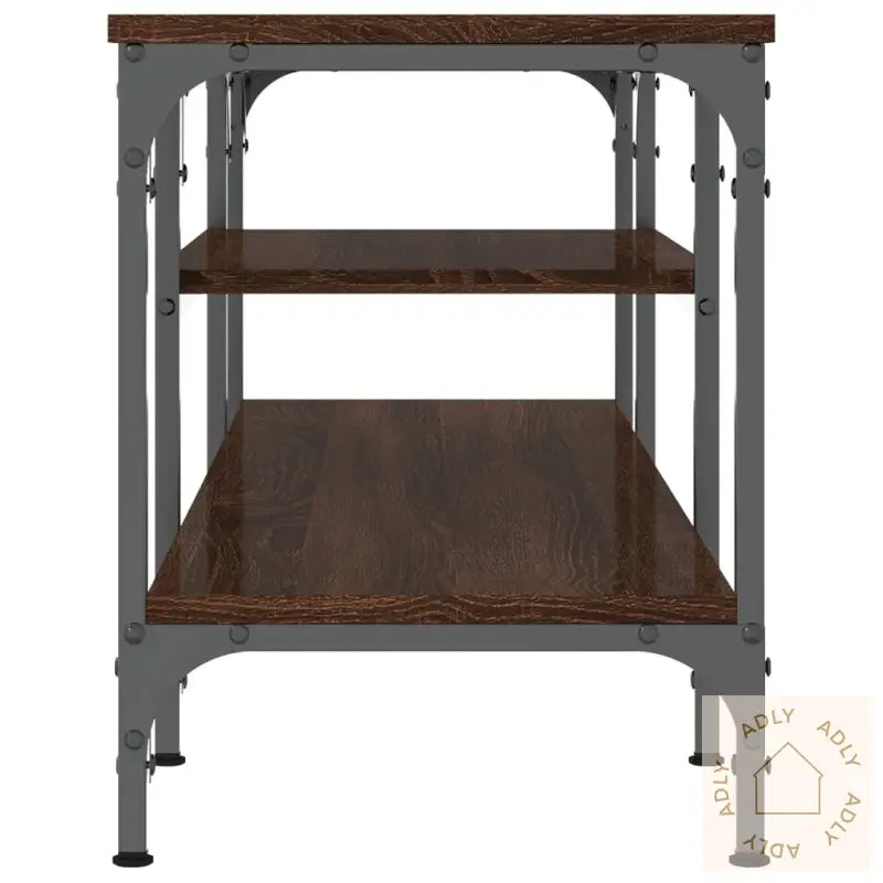 Tv-Benk Brun Eik 121X35X45 Cm Konstruert Tre Og Jern