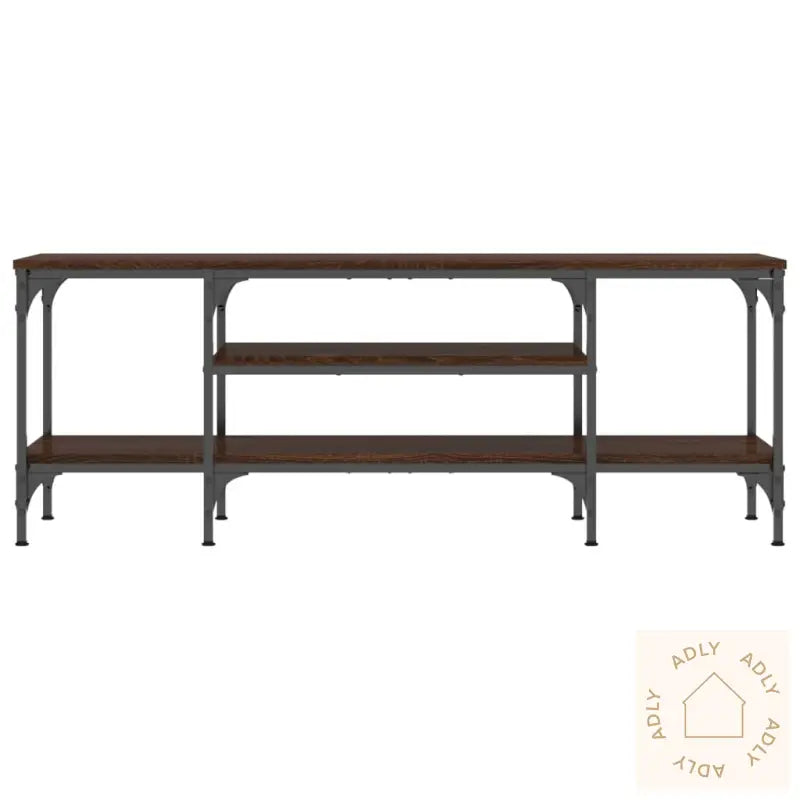Tv-Benk Brun Eik 121X35X45 Cm Konstruert Tre Og Jern