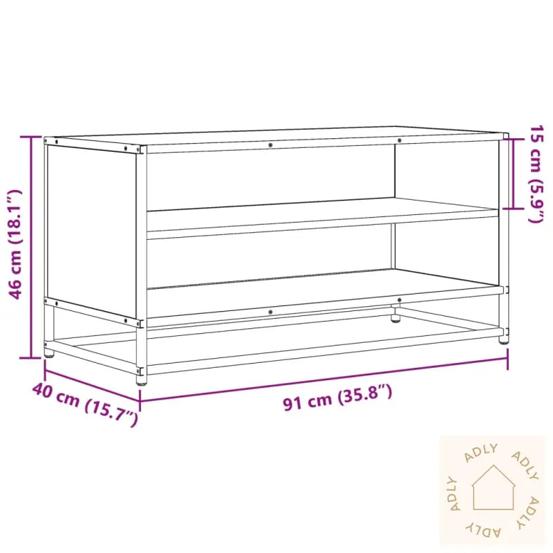 Tv-Benk Brun Eik 91X40X46 Cm Konstruert Tre Og Metall