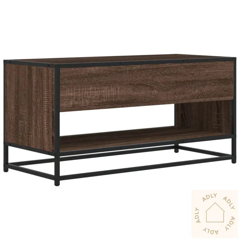 Tv-Benk Brun Eik 91X40X46 Cm Konstruert Tre Og Metall