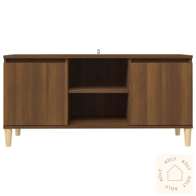 Tv-Benk Med Ben I Heltre Brun Eik 103,5X35X50 Cm