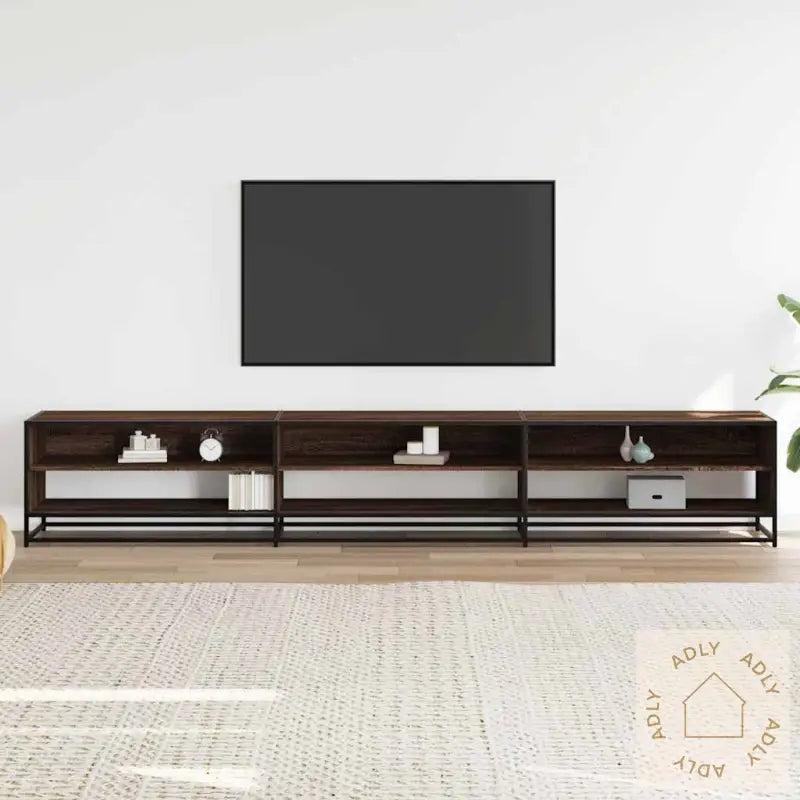 Tv-Benk Brun Eik 270X40X46 Cm Konstruert Tre