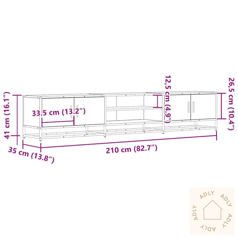 Tv-Benk Brun Eik 210X35X41 Cm Konstruert Tre
