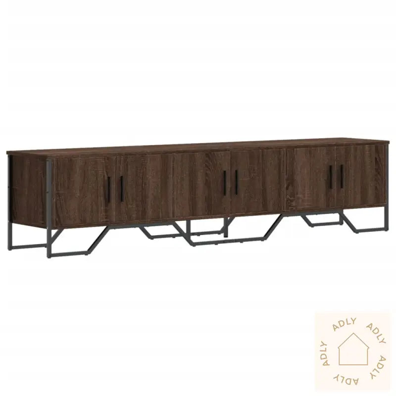 Tv-Benk Brun Eik 180X34X41 Cm Konstruert Tre