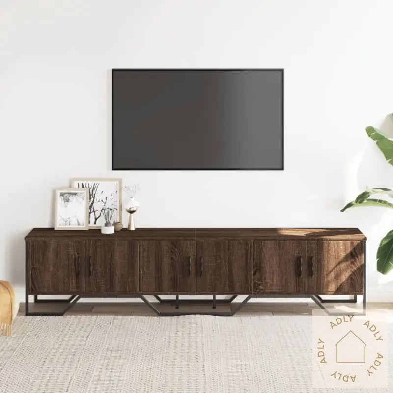 Tv-Benk Brun Eik 180X34X41 Cm Konstruert Tre