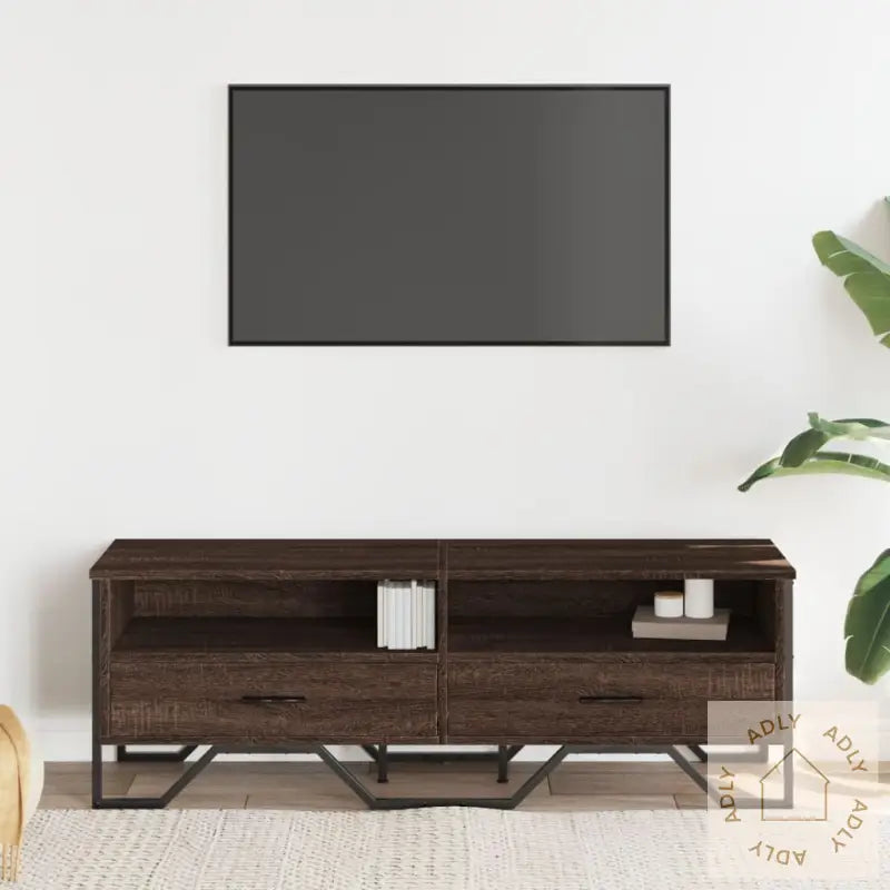 Tv-Benk Brun Eik 122X34X41 Cm Konstruert Tre