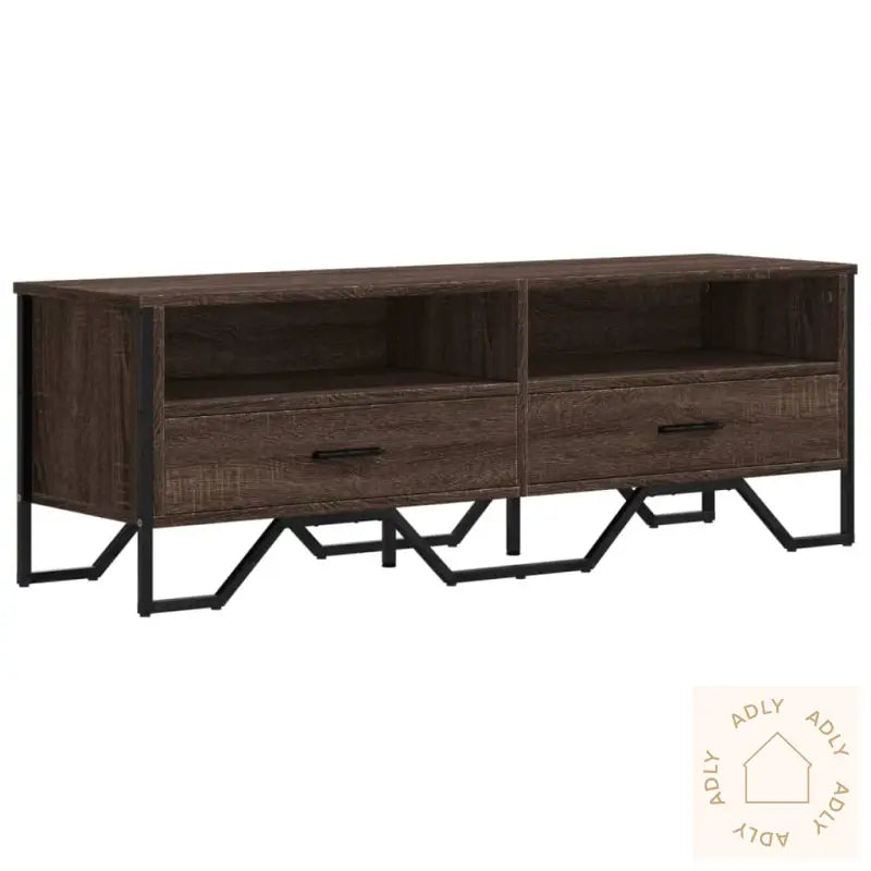 Tv-Benk Brun Eik 122X34X41 Cm Konstruert Tre