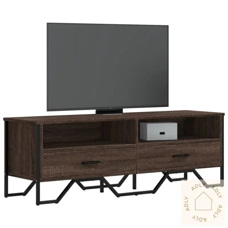 Tv-Benk Brun Eik 122X34X41 Cm Konstruert Tre