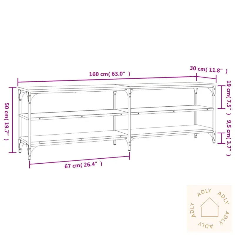 Tv-Benk Brun Eik 160X30X50 Cm Konstruert Tre