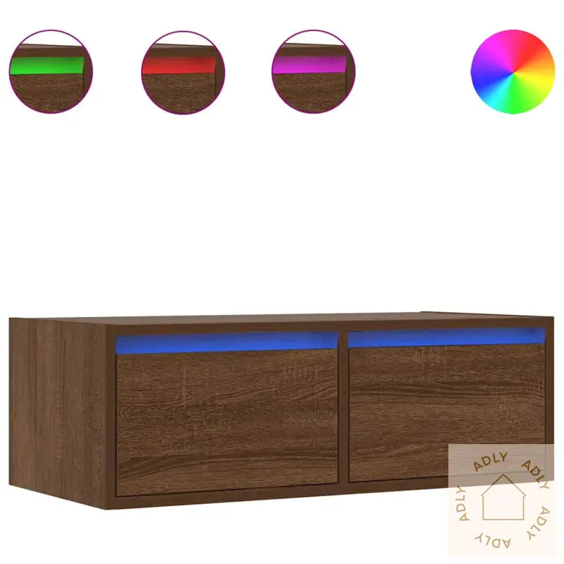 Tv-Benk Med Led-Lys Brun Eik 75X35,5X25 Cm