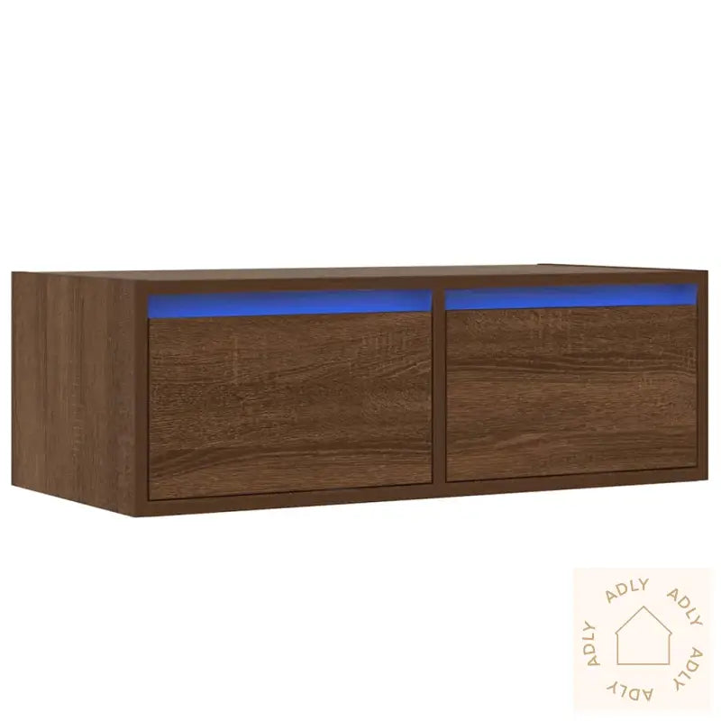 Tv-Benk Med Led-Lys Brun Eik 75X35,5X25 Cm
