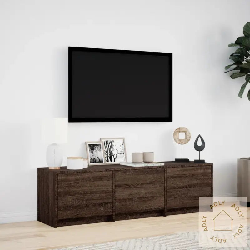 Tv-Benk Med Led Brun Eik 140X34X40 Cm Konstruert Tre