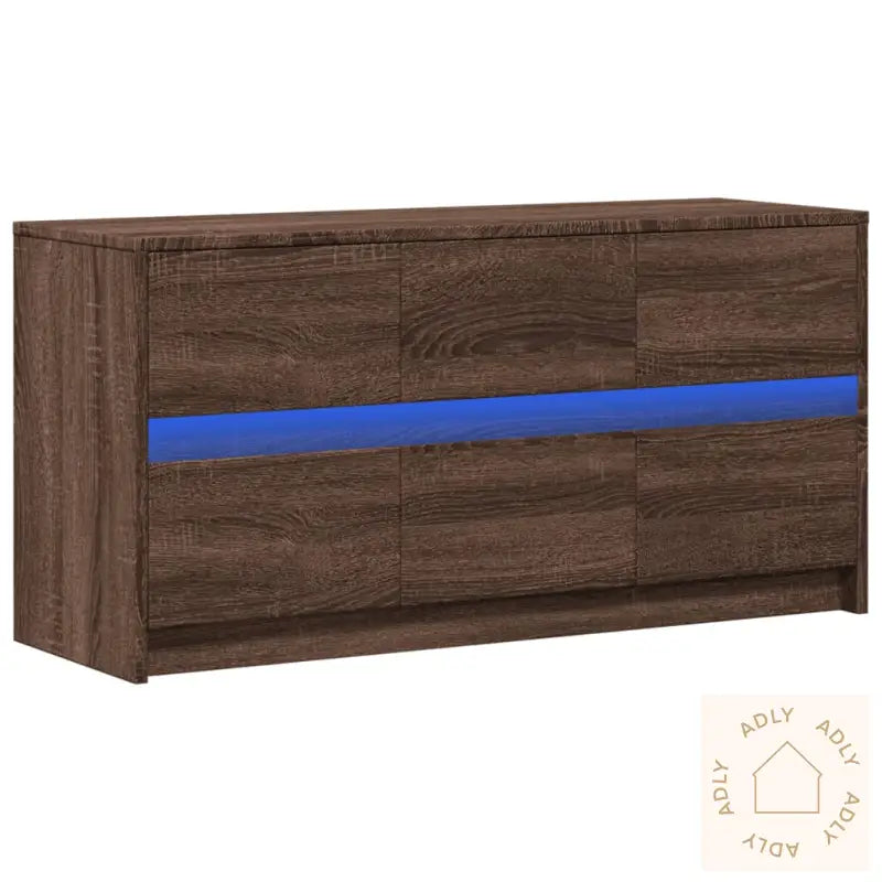 Tv-Benk Med Led Brun Eik 100X34X50 Cm Konstruert Tre