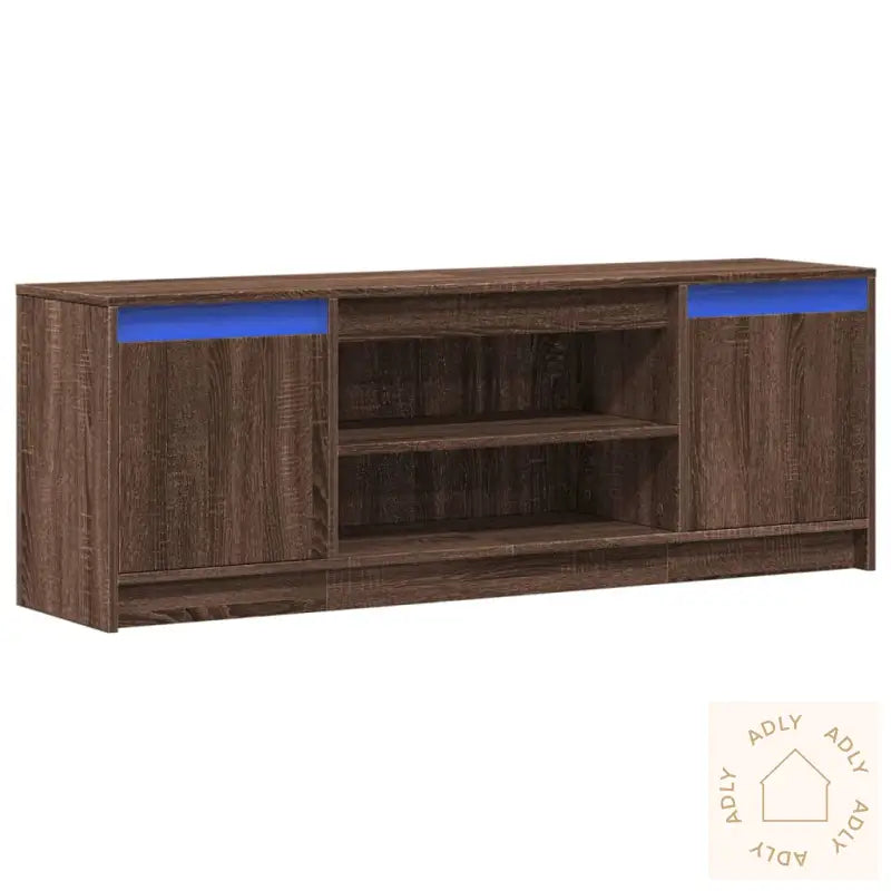 Tv-Benk Med Led Brun Eik 139,5X34X50 Cm Konstruert Tre