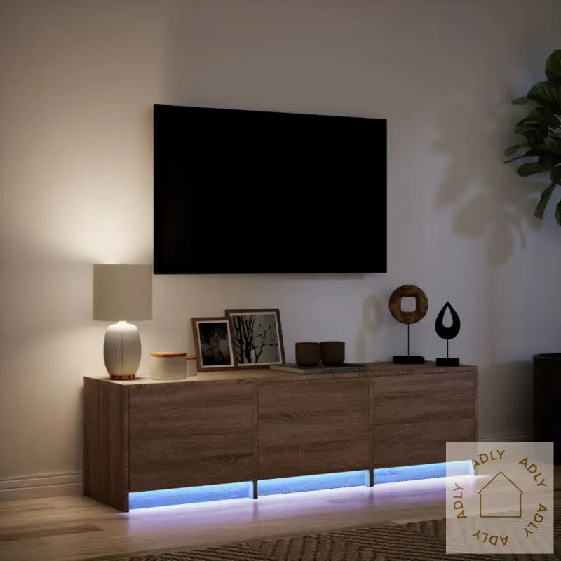 Tv-Benk Med Led Brun Eik 140X34X40 Cm Konstruert Tre