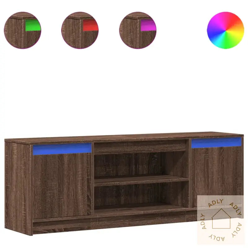 Tv-Benk Med Led Brun Eik 139,5X34X50 Cm Konstruert Tre
