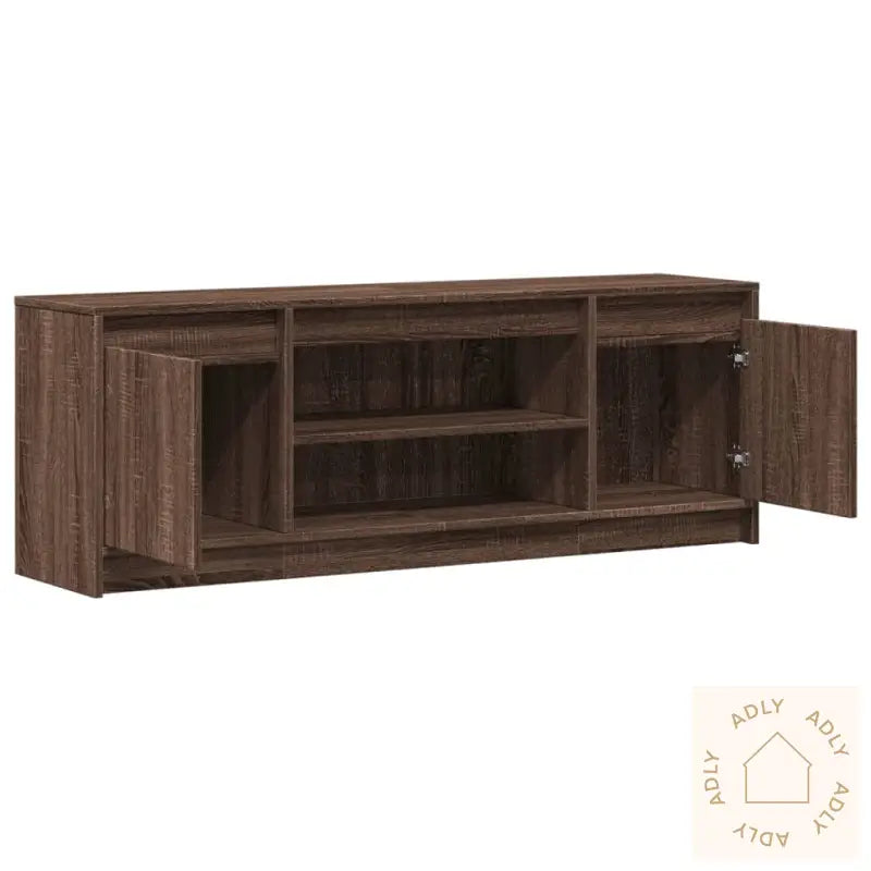 Tv-Benk Med Led Brun Eik 139,5X34X50 Cm Konstruert Tre