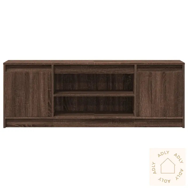 Tv-Benk Med Led Brun Eik 139,5X34X50 Cm Konstruert Tre