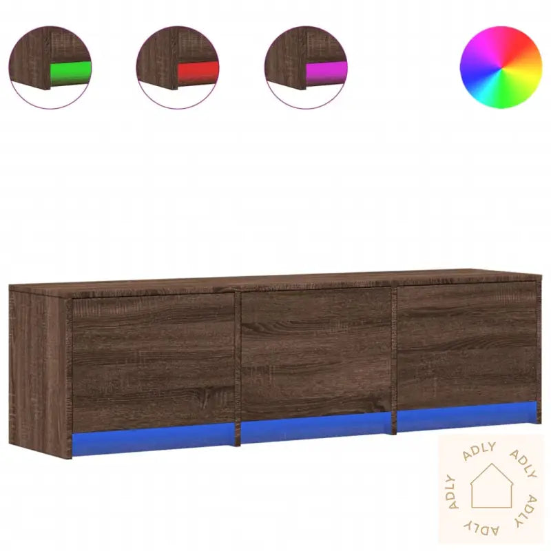 Tv-Benk Med Led Brun Eik 140X34X40 Cm Konstruert Tre