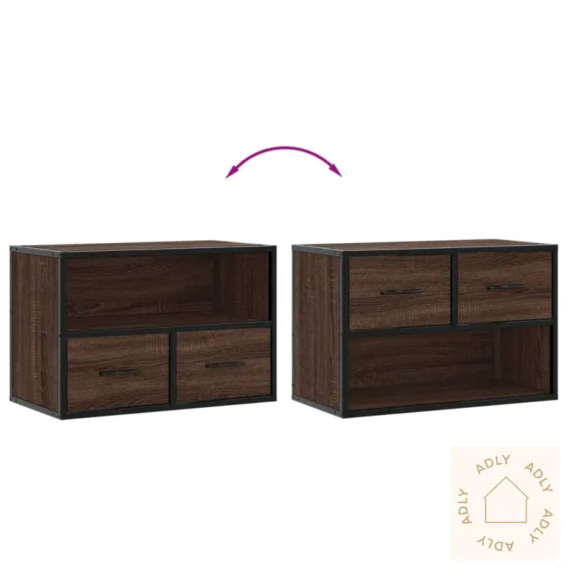 Tv-Benk Brun Eik 60X31X39,5 Cm Konstruert Tre Og Metall