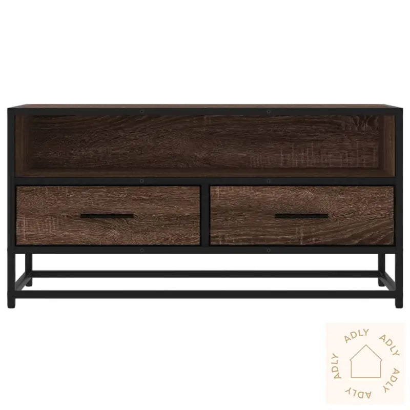 Tv-Benk Brun Eik 80X34,5X40 Cm Konstruert Tre Og Metall