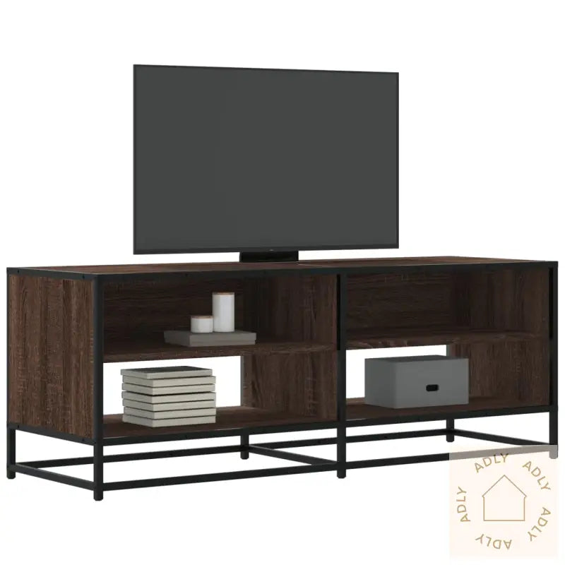 Tv-Benk Brun Eik 120,5X40X46 Cm Konstruert Tre Og Metall