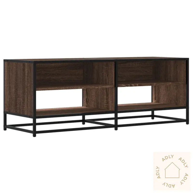 Tv-Benk Brun Eik 120,5X40X46 Cm Konstruert Tre Og Metall