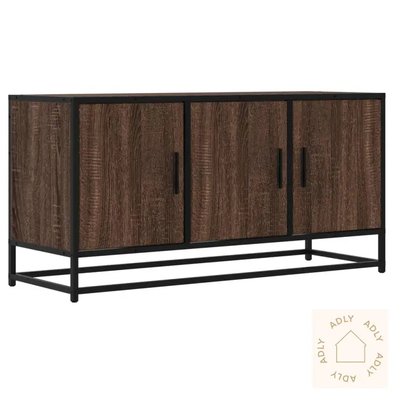Tv-Benk Brun Eik 100X35X50 Cm Konstruert Tre Og Metall
