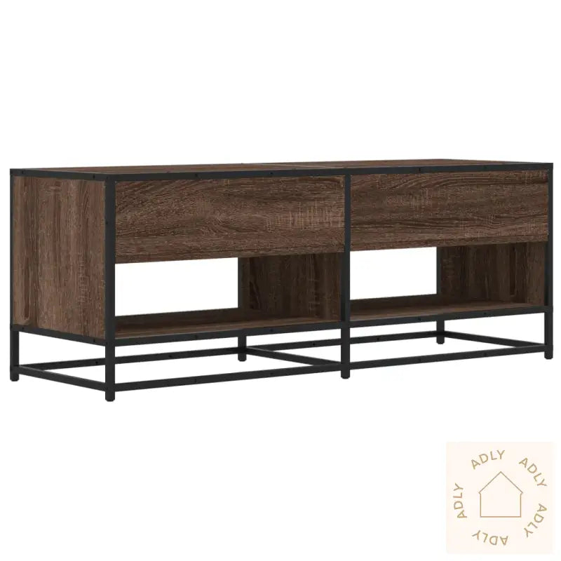 Tv-Benk Brun Eik 120,5X40X46 Cm Konstruert Tre Og Metall