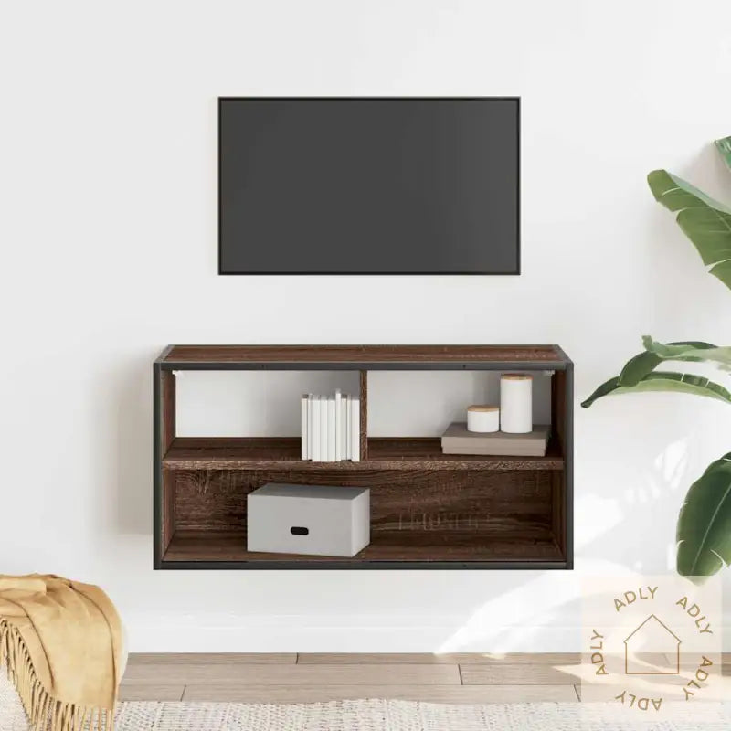 Tv-Benk Brun Eik 80X31X39,5 Cm Konstruert Tre Og Metall