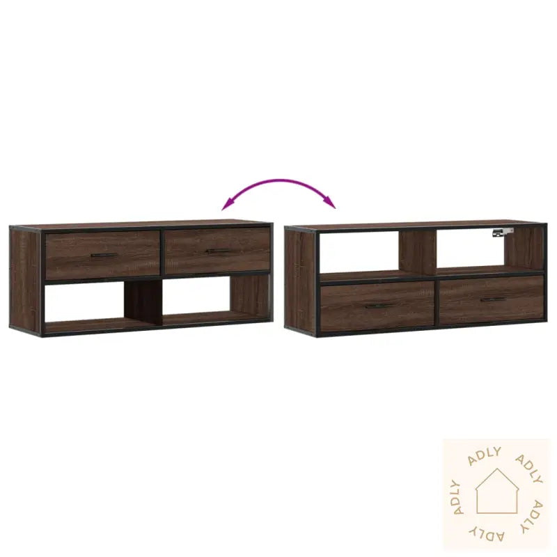 Tv-Benk Brun Eik 100X31X39,5 Cm Konstruert Tre Og Metall