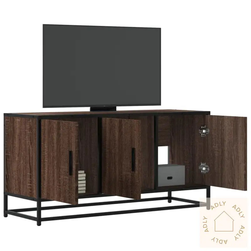 Tv-Benk Brun Eik 100X35X50 Cm Konstruert Tre Og Metall