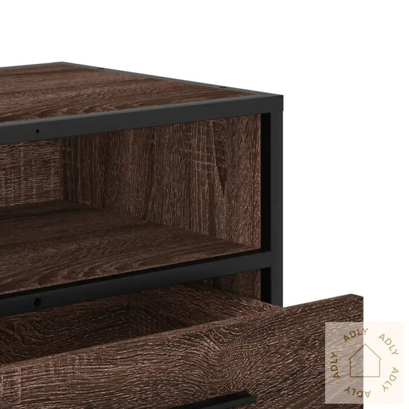 Tv-Benk Brun Eik 80X34,5X40 Cm Konstruert Tre Og Metall