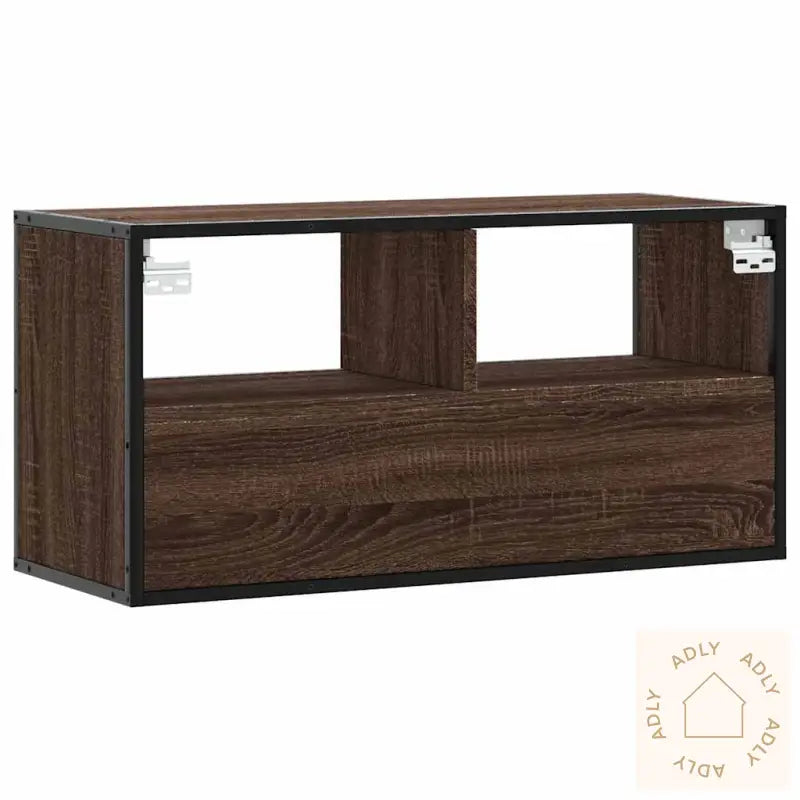 Tv-Benk Brun Eik 80X31X39,5 Cm Konstruert Tre Og Metall