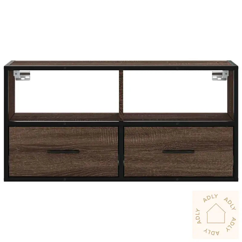 Tv-Benk Brun Eik 80X31X39,5 Cm Konstruert Tre Og Metall