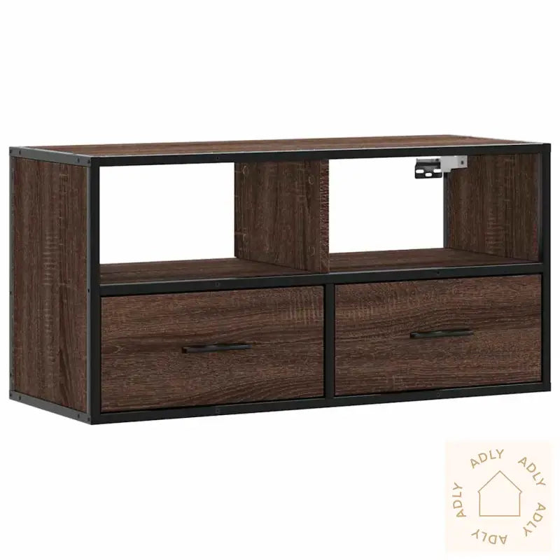 Tv-Benk Brun Eik 80X31X39,5 Cm Konstruert Tre Og Metall