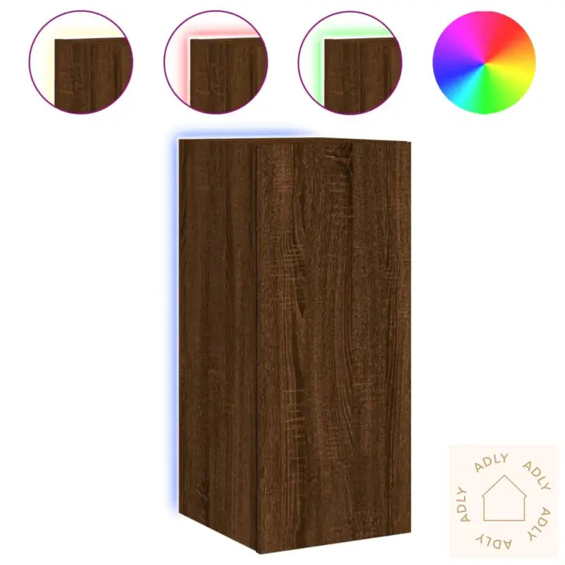 Tv Veggskap Med Led Brun Eik 30,5X35X70 Cm