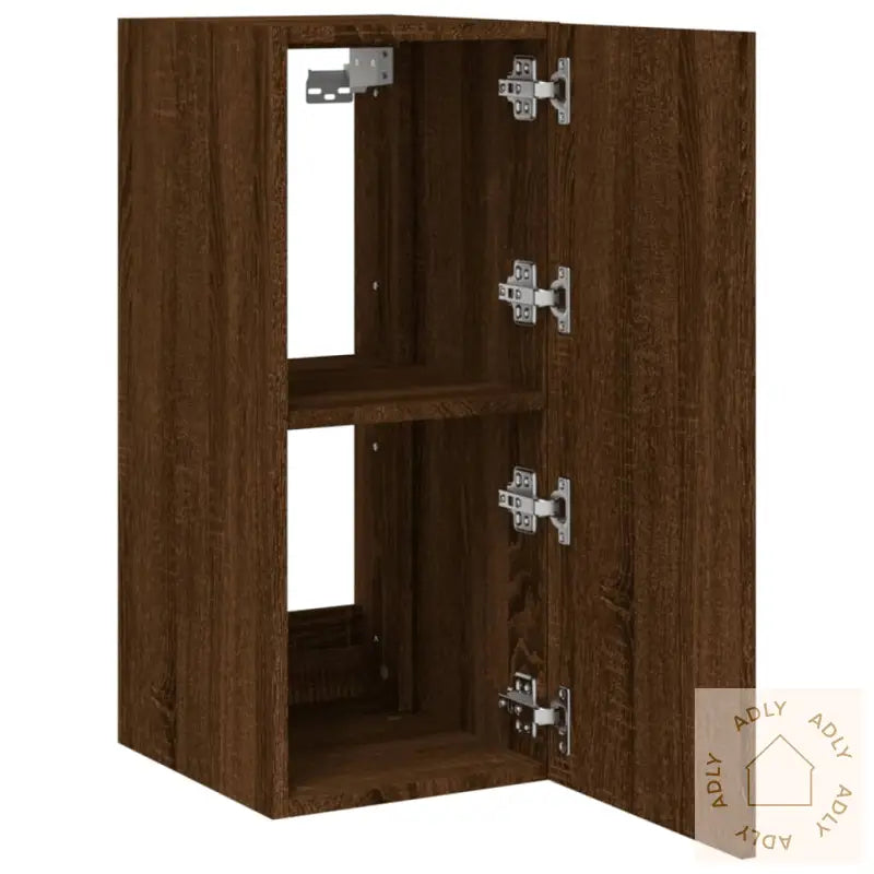 Tv Veggskap Med Led Brun Eik 30,5X35X70 Cm