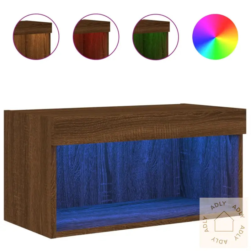 Tv-Benk Med Led Brun Eik 60X30X30 Cm