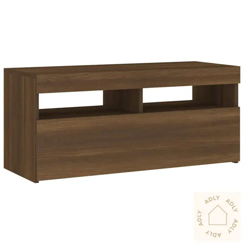 Tv-Benk Med Led-Lys Brun Eik 90X35X40 Cm