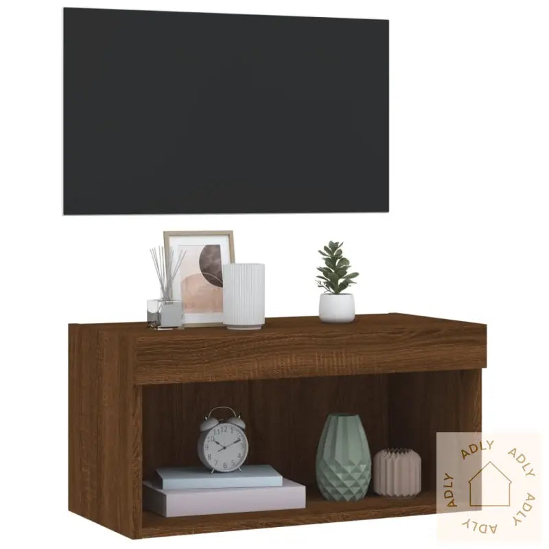 Tv-Benk Med Led Brun Eik 60X30X30 Cm
