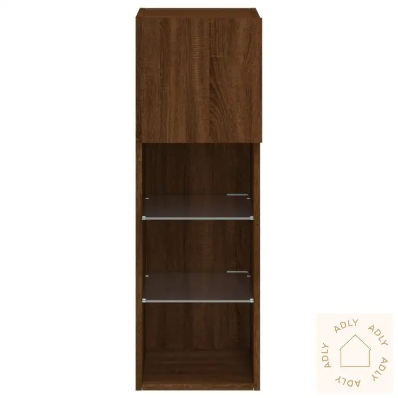 Tv-Benk Med Led-Lys Brun Eik 30,5X30X90 Cm