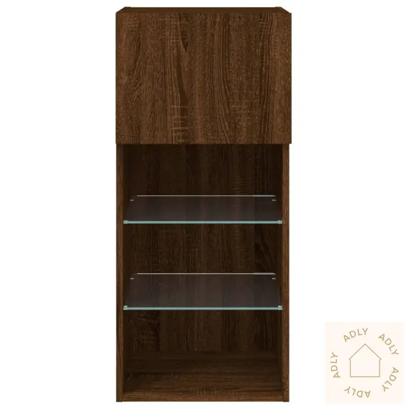 Tv-Benk Med Led-Lys Brun Eik 40,5X30X90 Cm